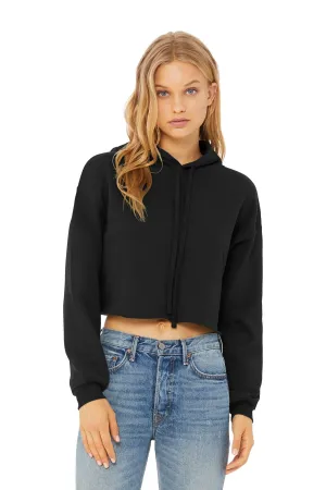 BELLA CANVAS  Women's Sponge Fleece Cropped Fleece Hoodie. BC7502 Black