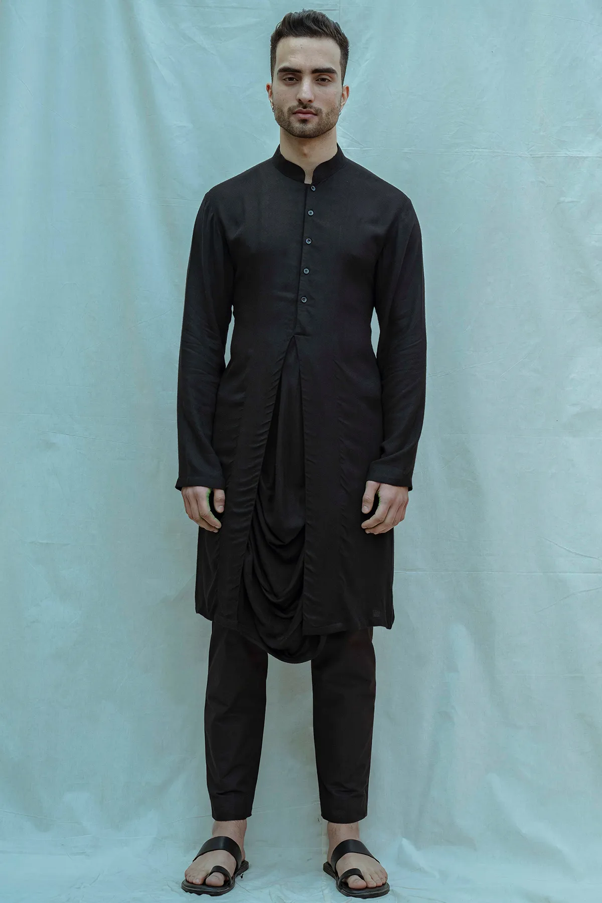 Black Cowl Kurta Set