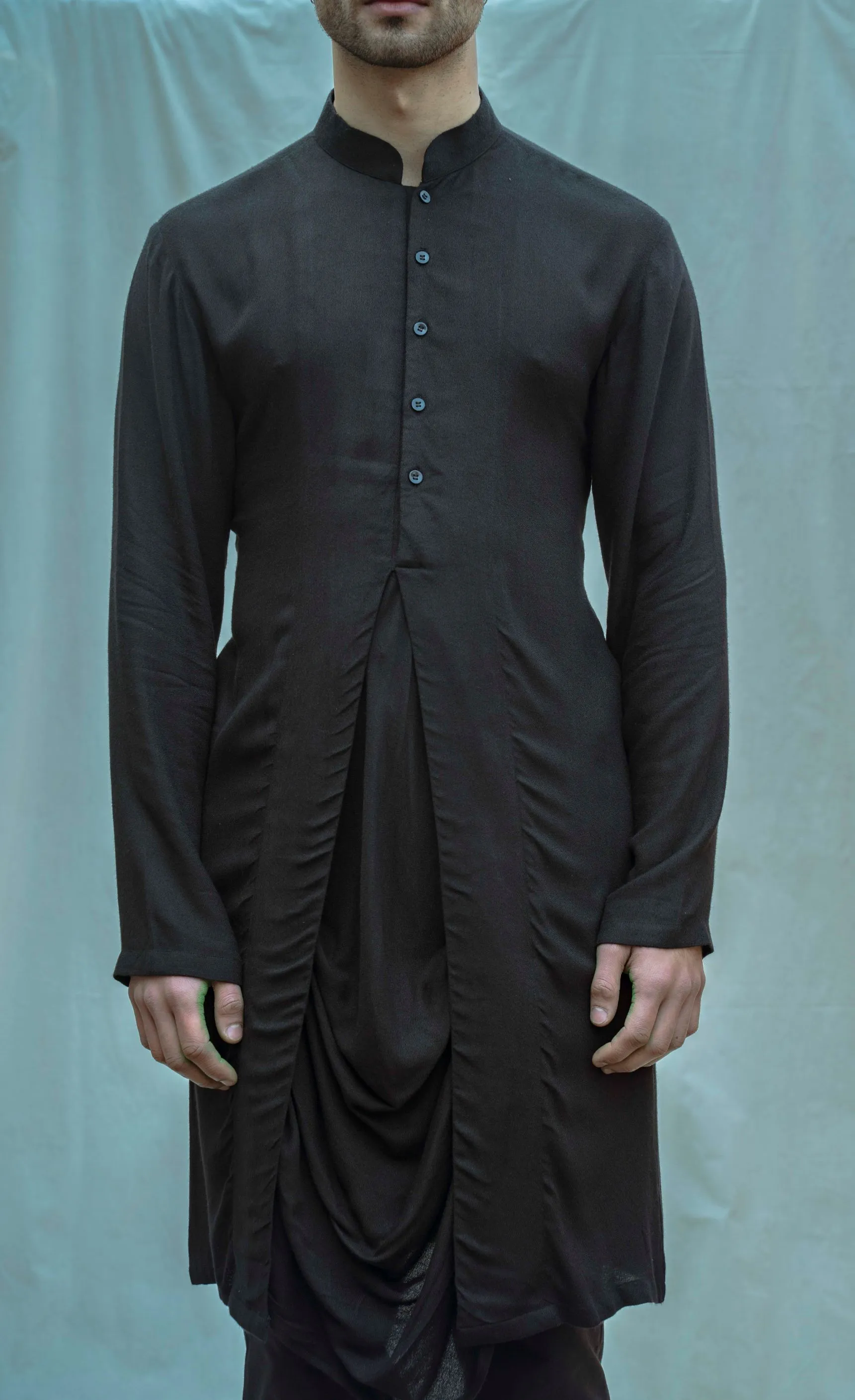 Black Cowl Kurta Set