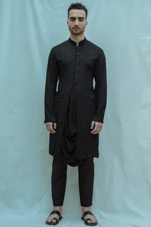 Black Cowl Kurta Set