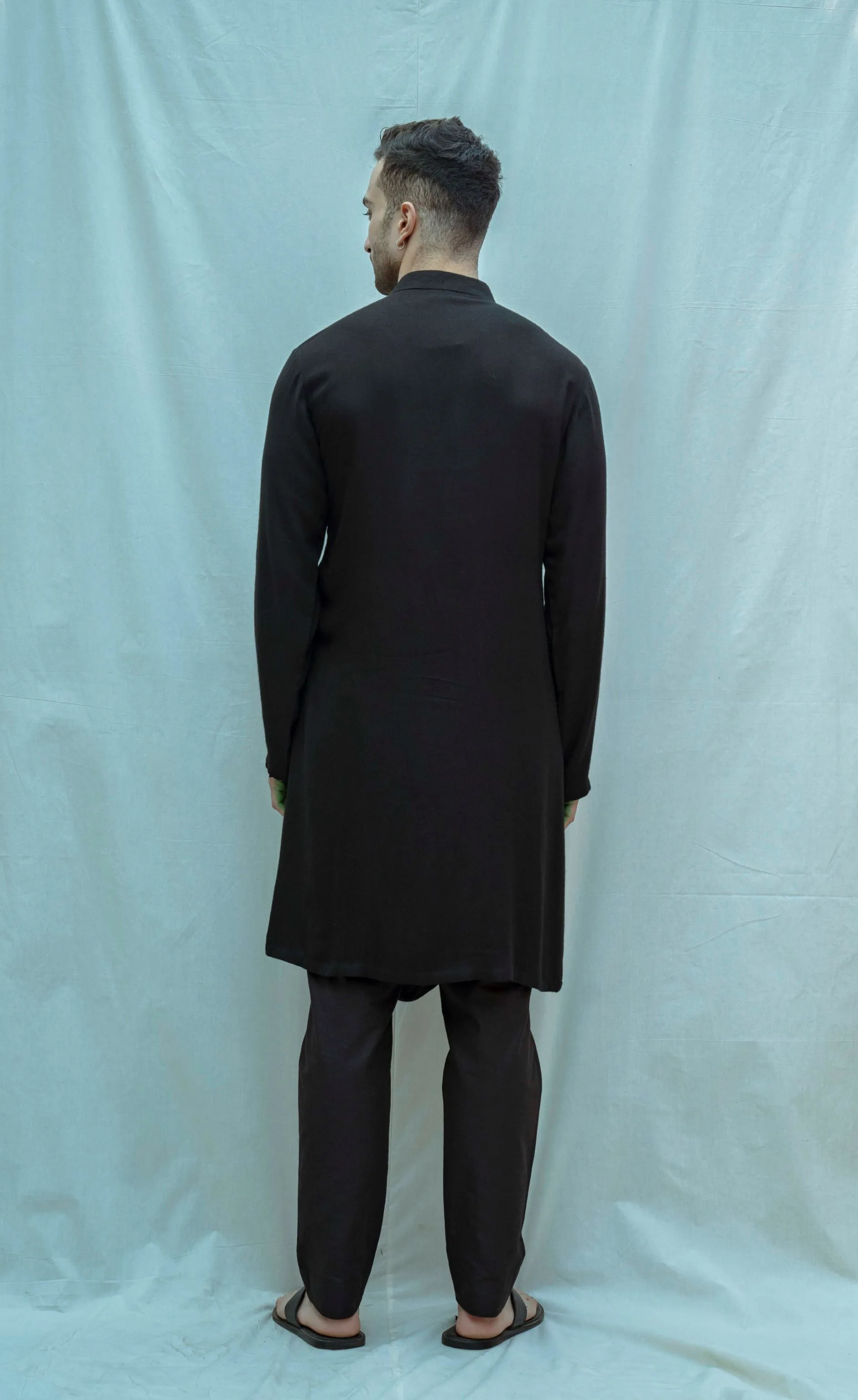 Black Cowl Kurta Set