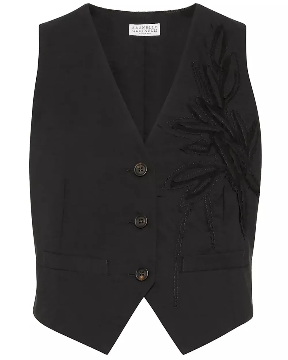 Black Herbarium Embroidered Vest