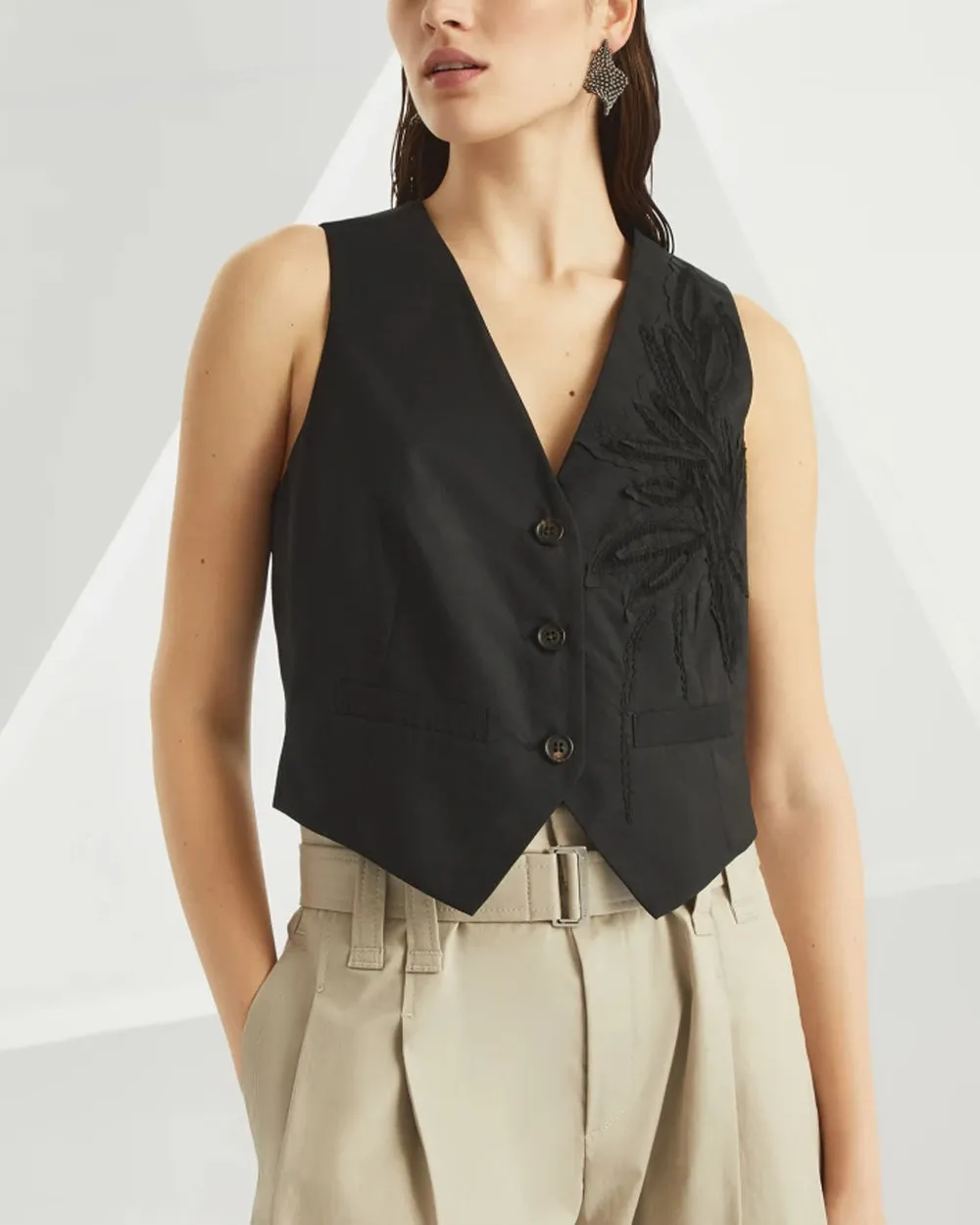 Black Herbarium Embroidered Vest