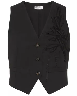 Black Herbarium Embroidered Vest