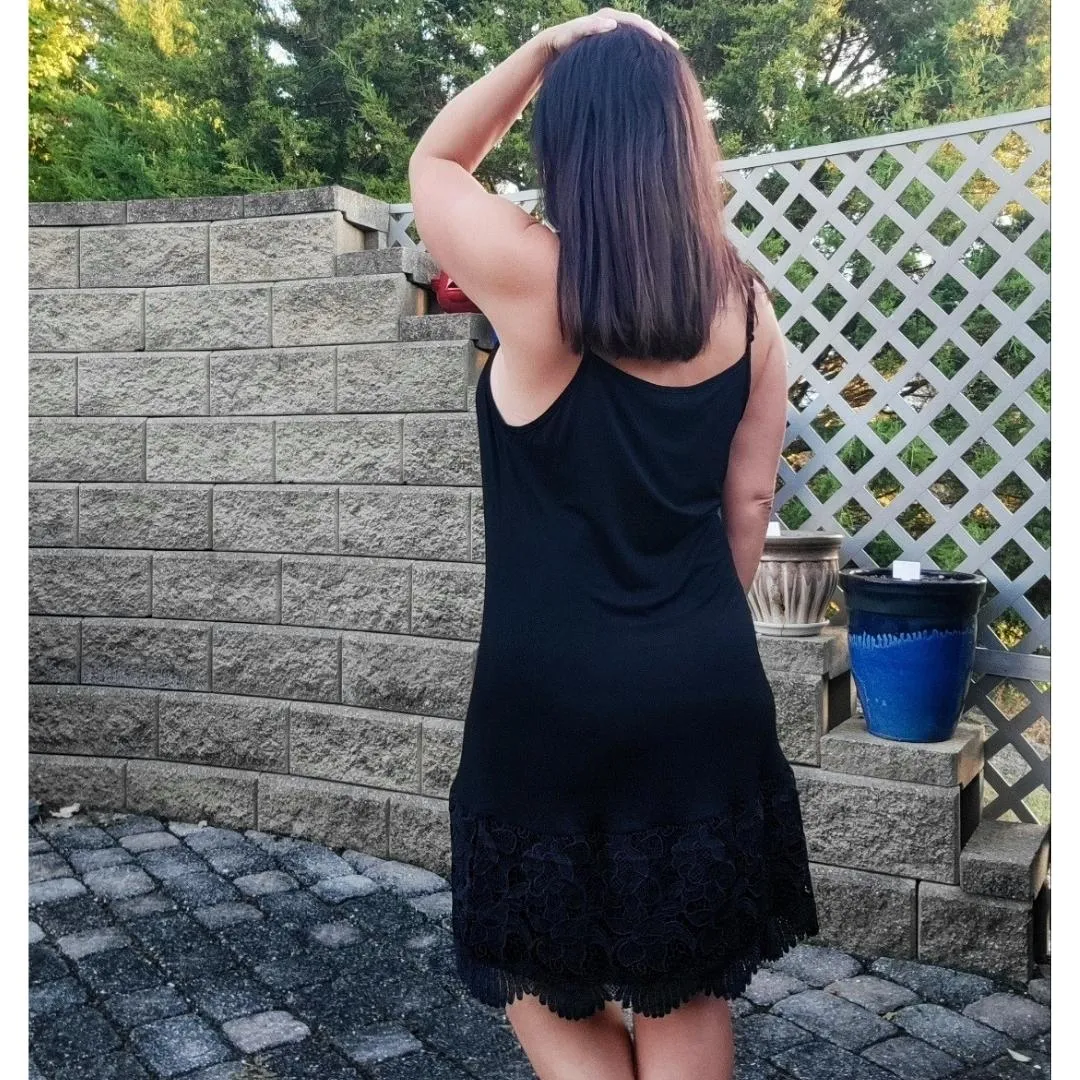 Black New Scalloped Guipure Lace Dress Extender