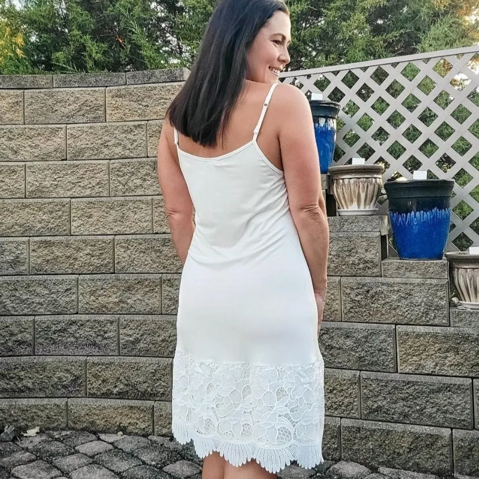 Black New Scalloped Guipure Lace Dress Extender