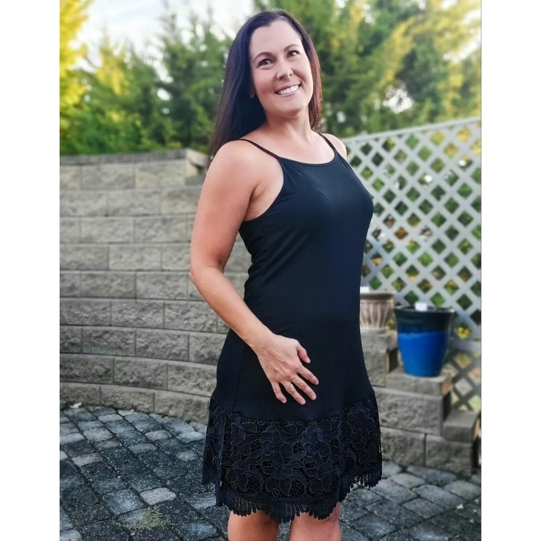 Black New Scalloped Guipure Lace Dress Extender
