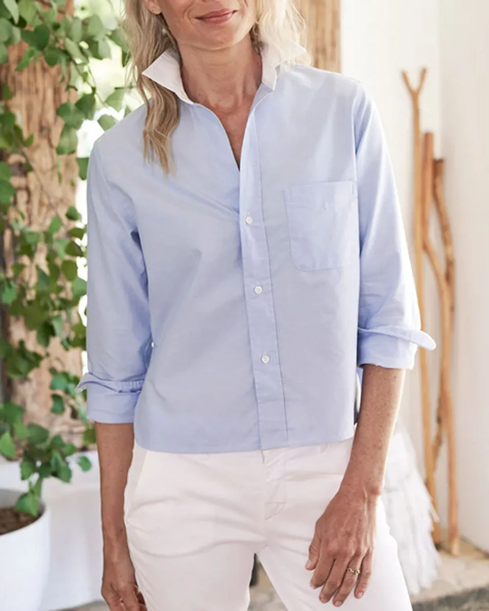 Blue and White Silvio Button Up Shirt