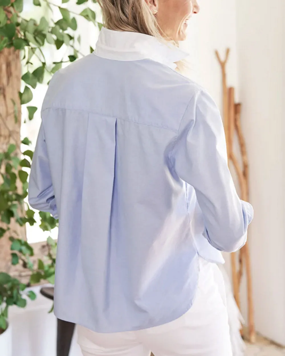 Blue and White Silvio Button Up Shirt