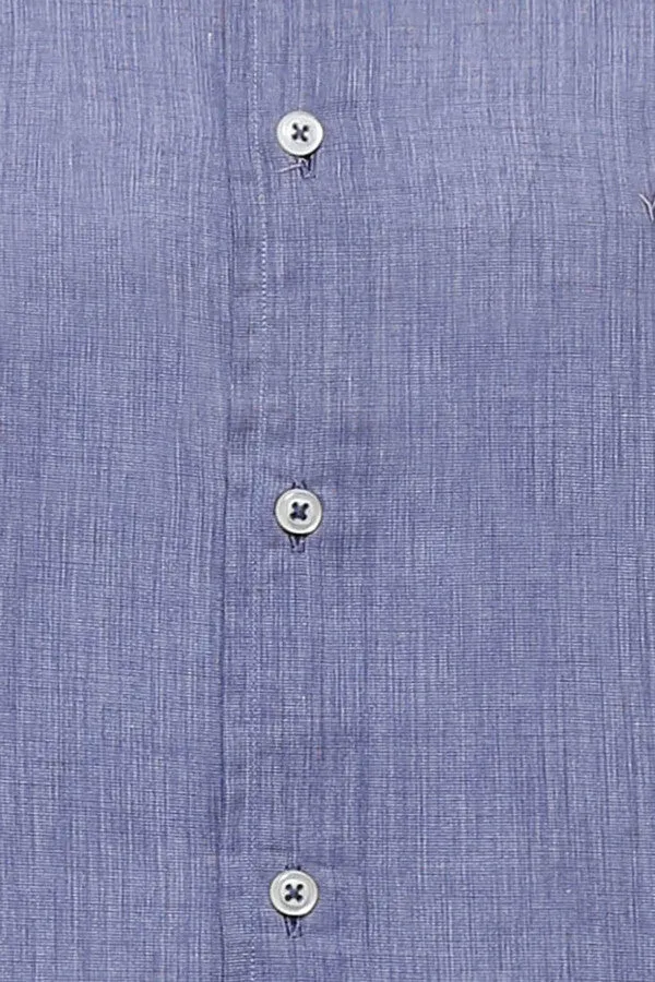 Blue Plain Linen Men's Shirt | Wessi
