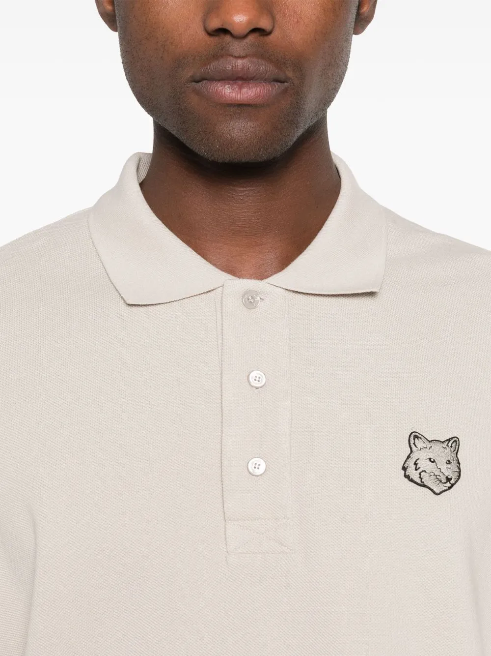 Bold fox head cotton polo shirt