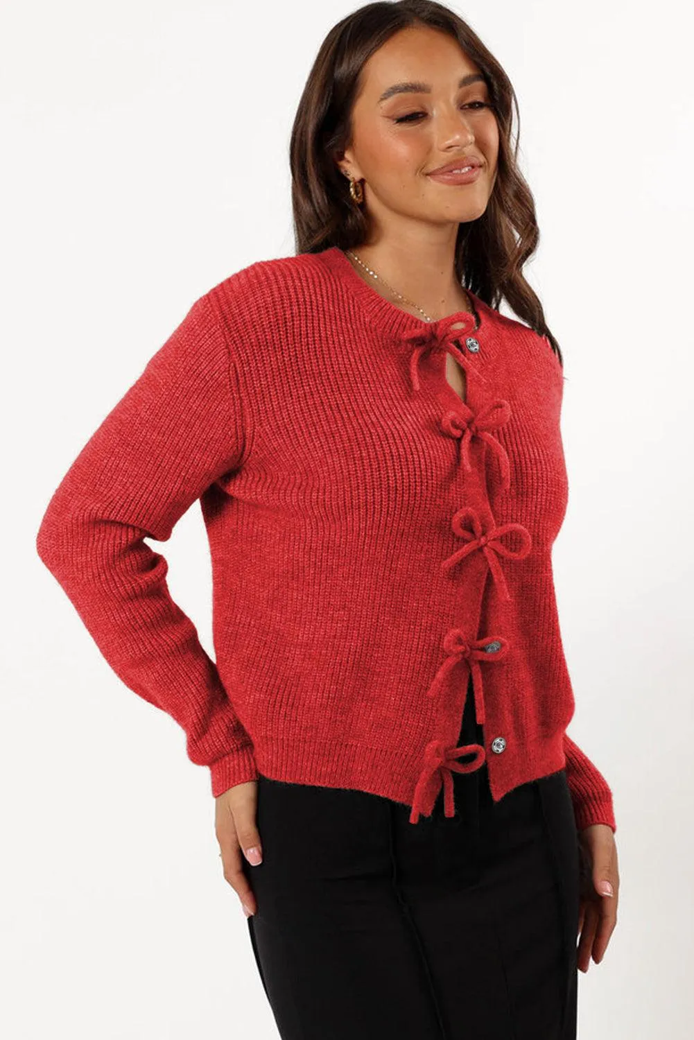 Bows Knitted Button Cardigan