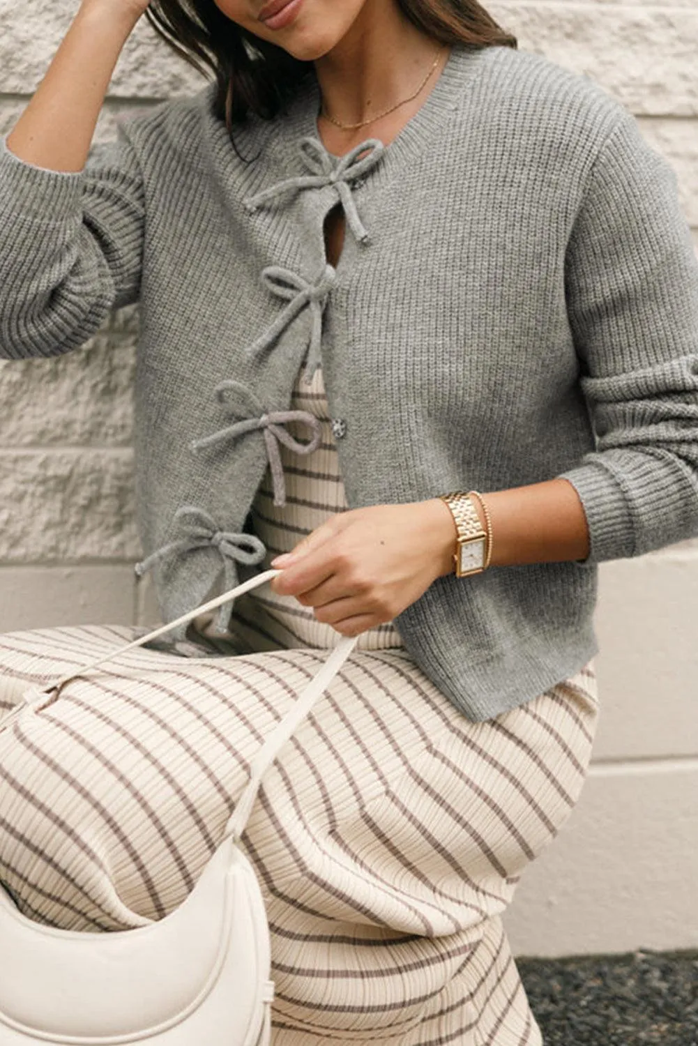 Bows Knitted Button Cardigan
