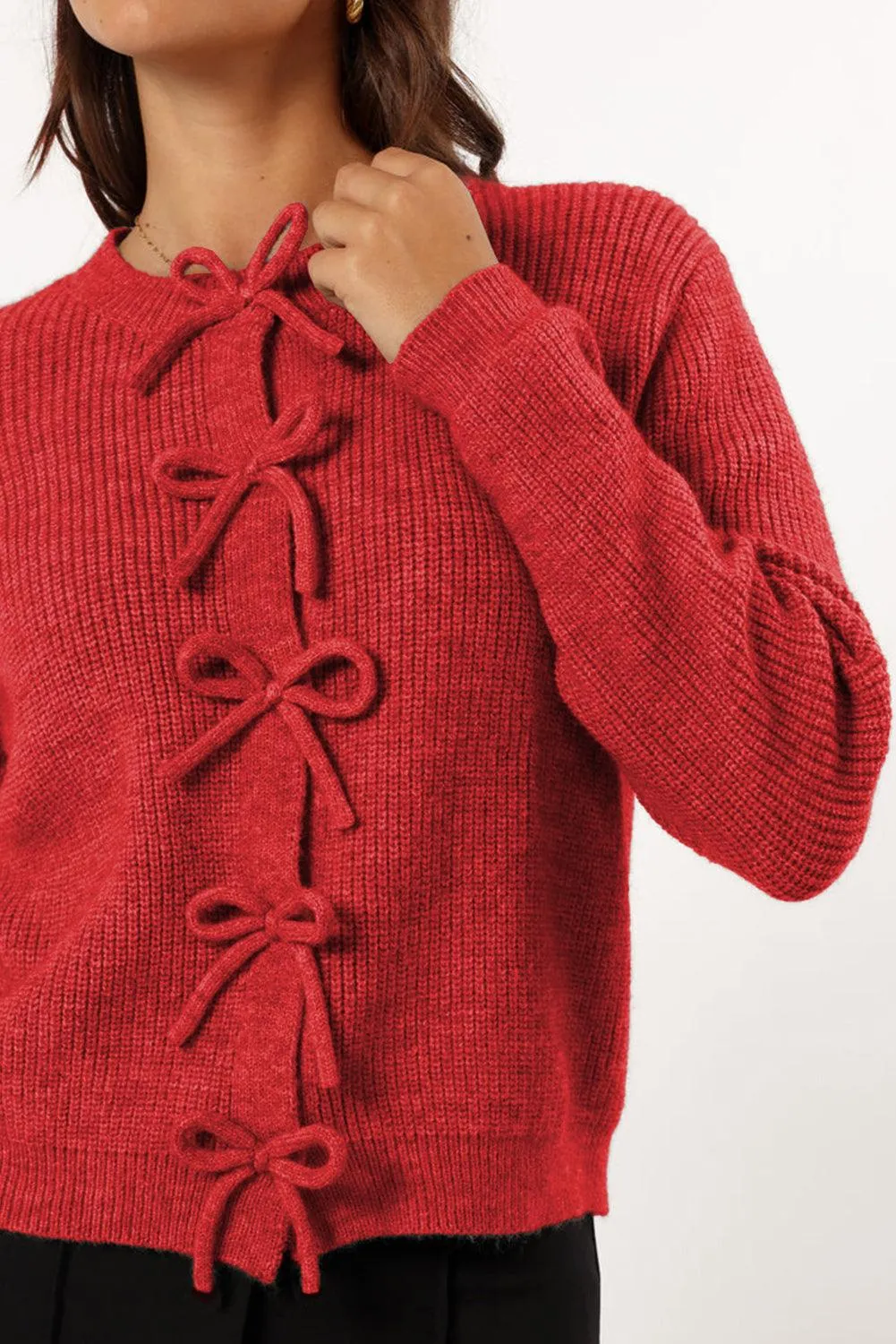 Bows Knitted Button Cardigan