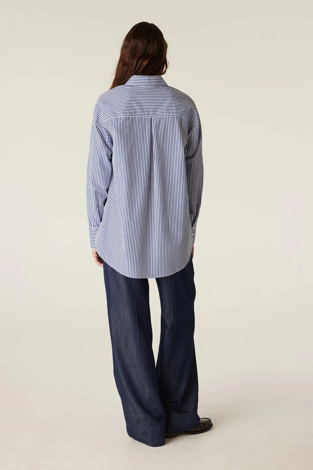 Boyfriend Shirt - Navy Stripe