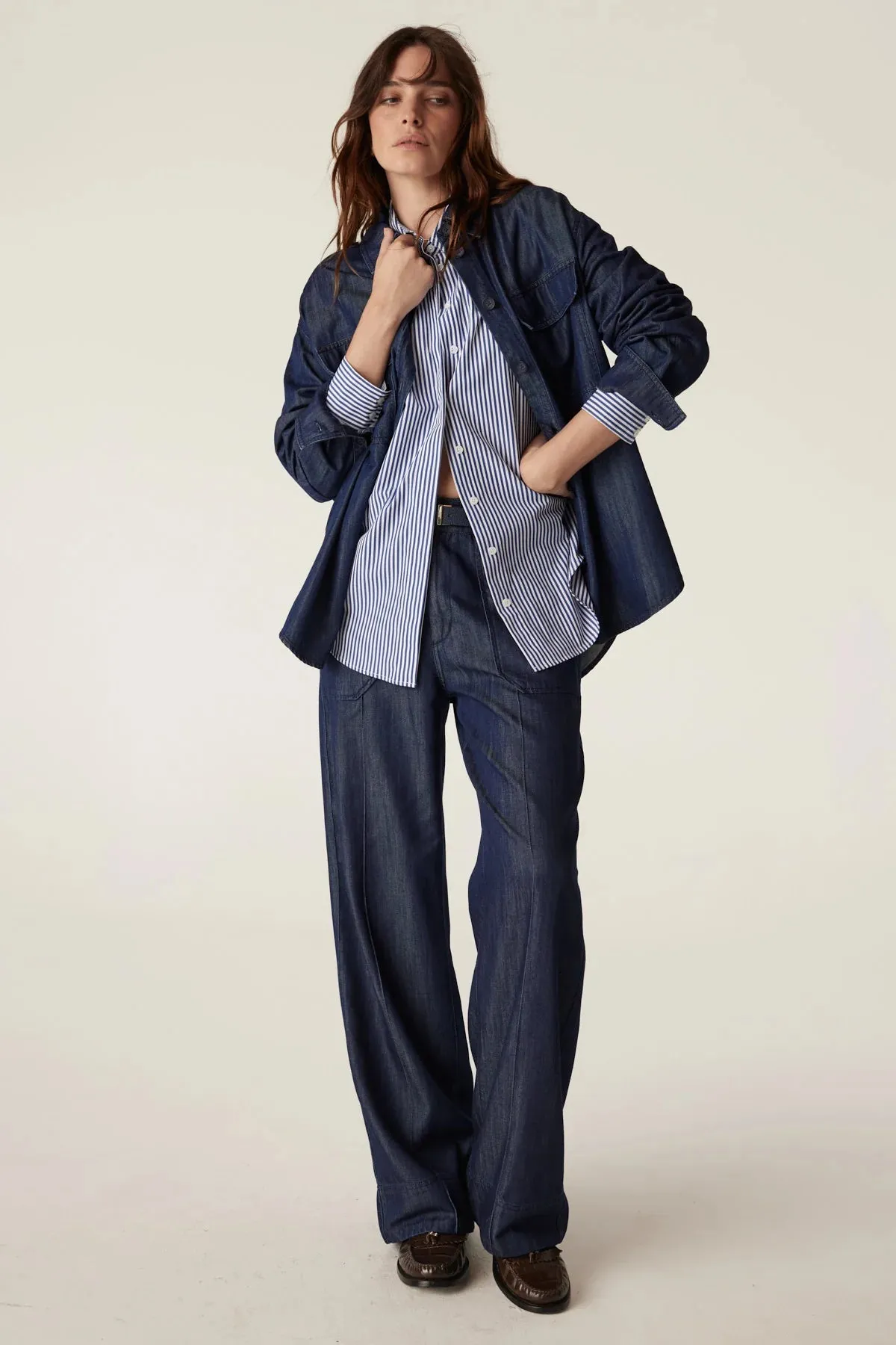 Boyfriend Shirt - Navy Stripe