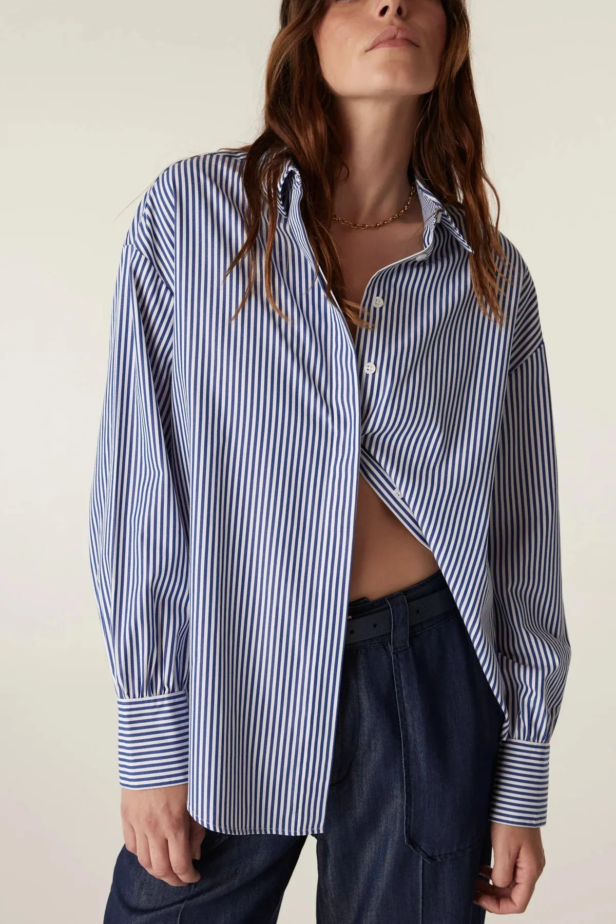Boyfriend Shirt - Navy Stripe