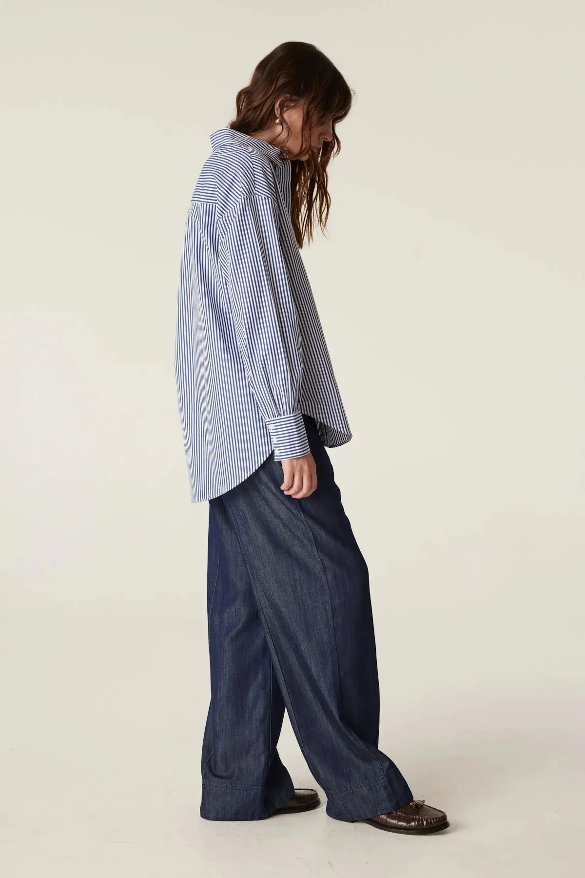 Boyfriend Shirt - Navy Stripe