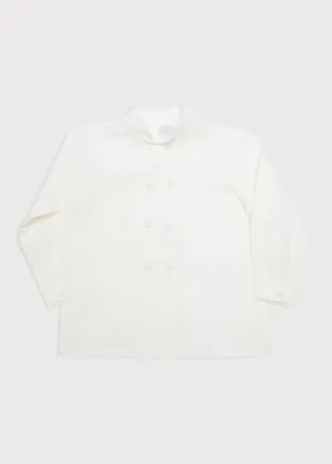 Boy's white double-breasted Mandarin collar shirt (12mths-10yrs)