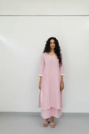 Bubblegum Linen Kurta and Pants Set
