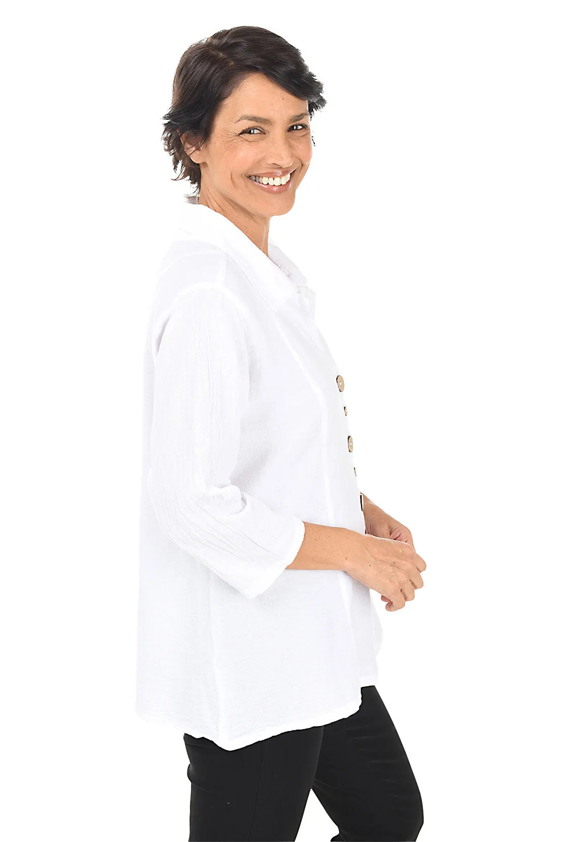 Button-Front Crinkle Shirt