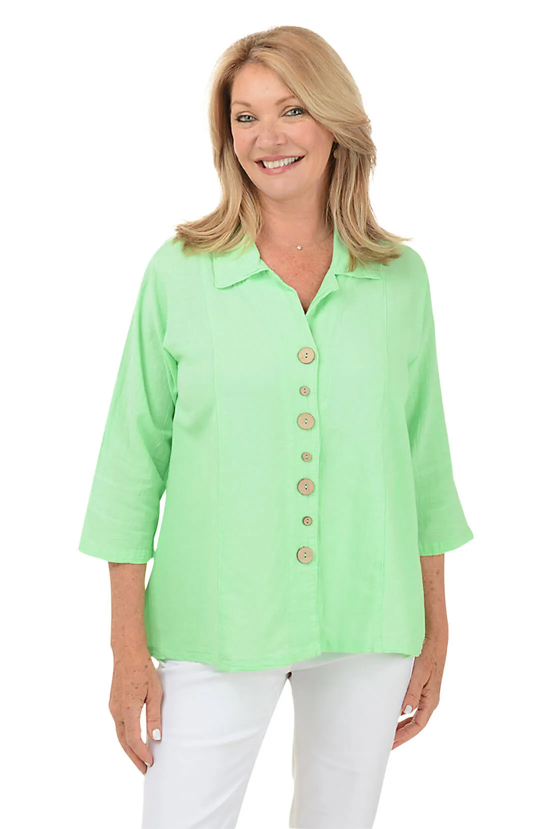 Button-Front Crinkle Shirt
