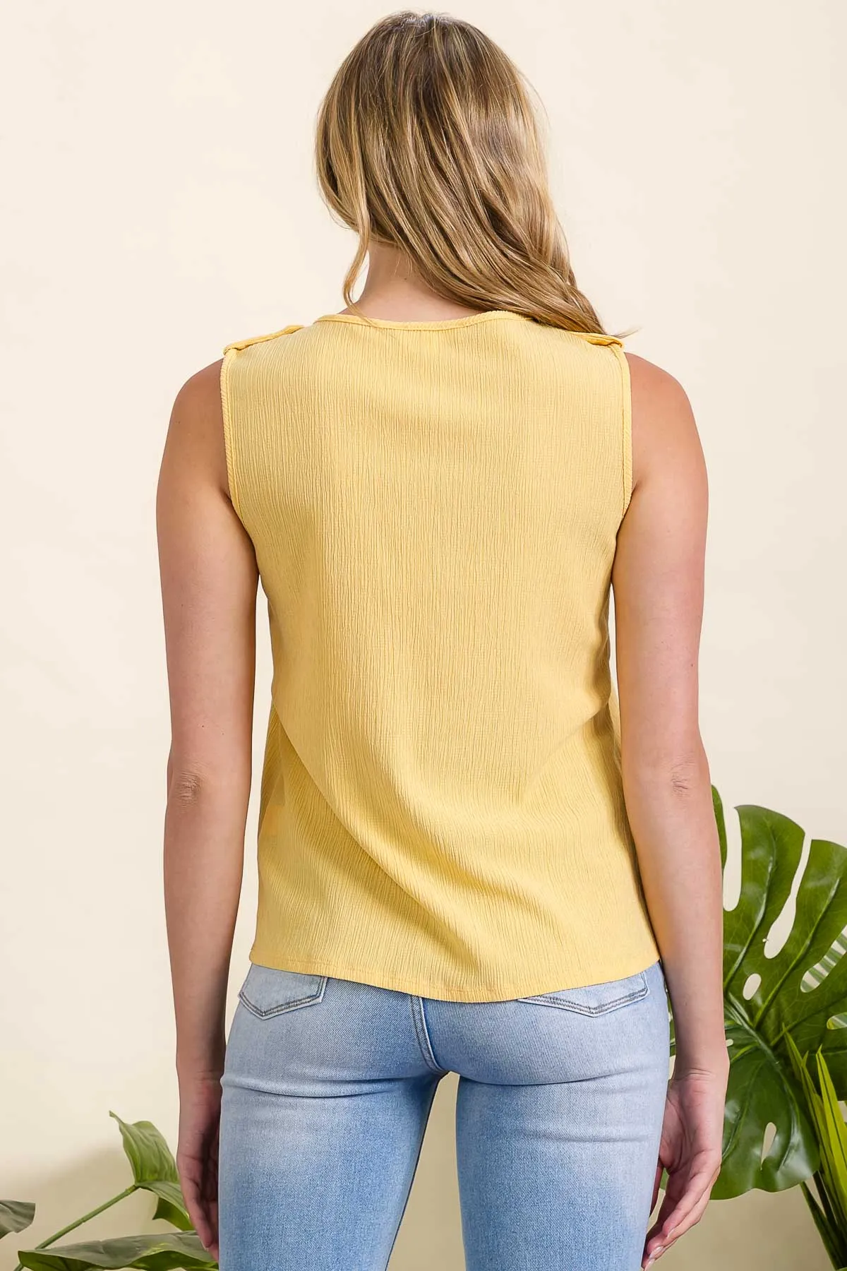BUTTON FRONT EPILETTE SHOULDER SHIRT