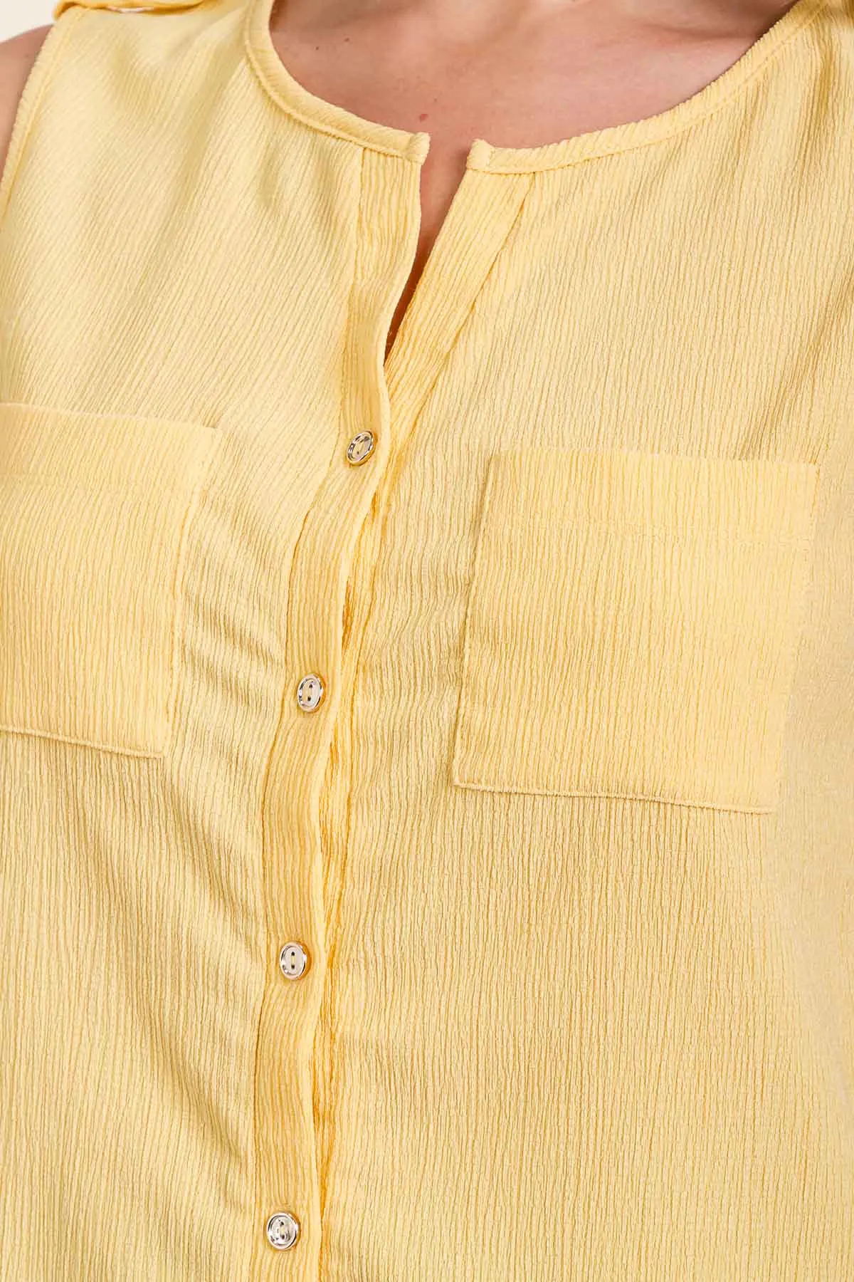 BUTTON FRONT EPILETTE SHOULDER SHIRT