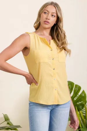 BUTTON FRONT EPILETTE SHOULDER SHIRT