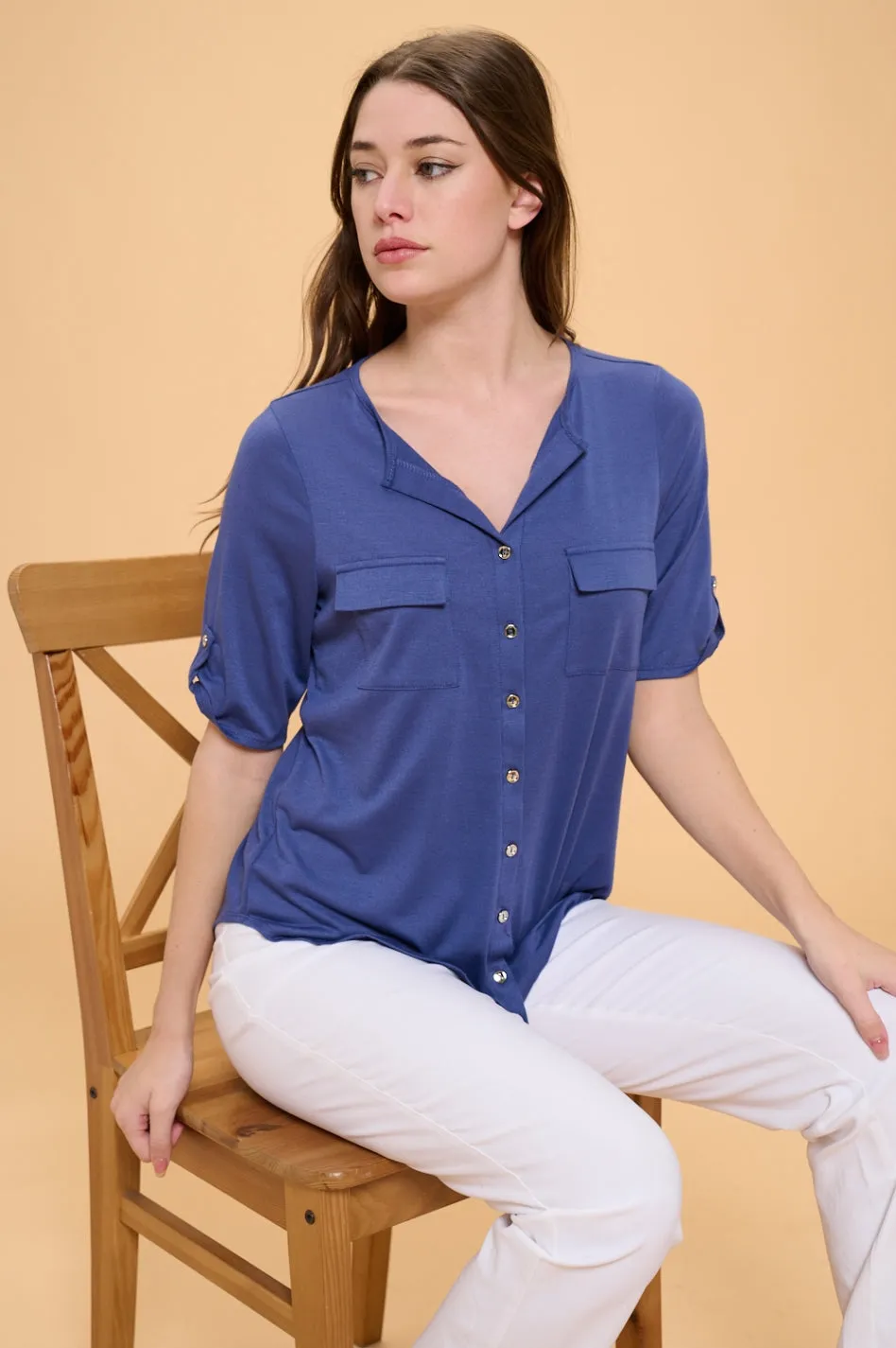 BUTTON FRONT FLAP POCKET SHIRT