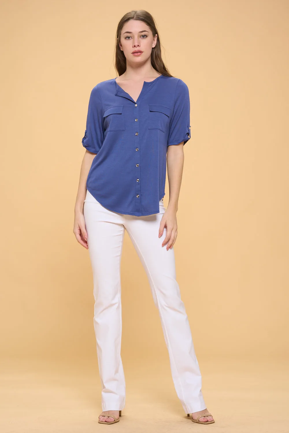 BUTTON FRONT FLAP POCKET SHIRT