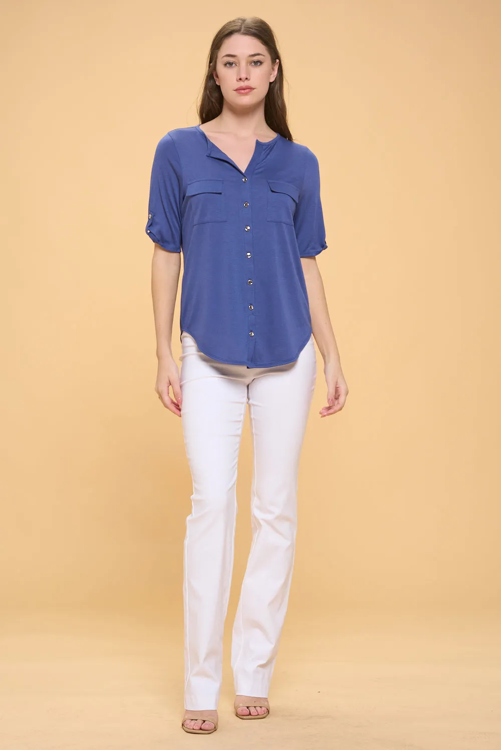 BUTTON FRONT FLAP POCKET SHIRT