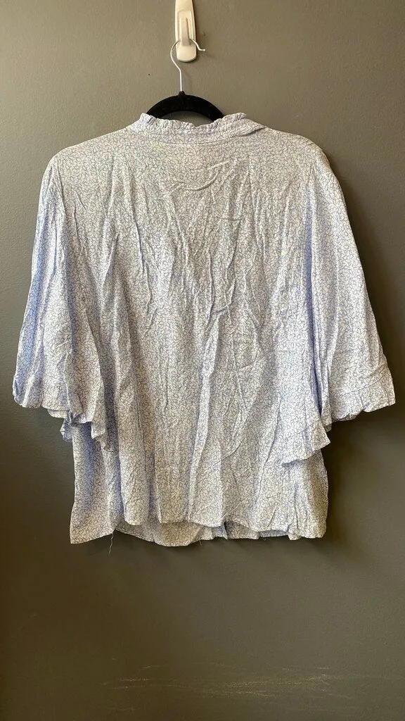 Button Front Printed Blouse