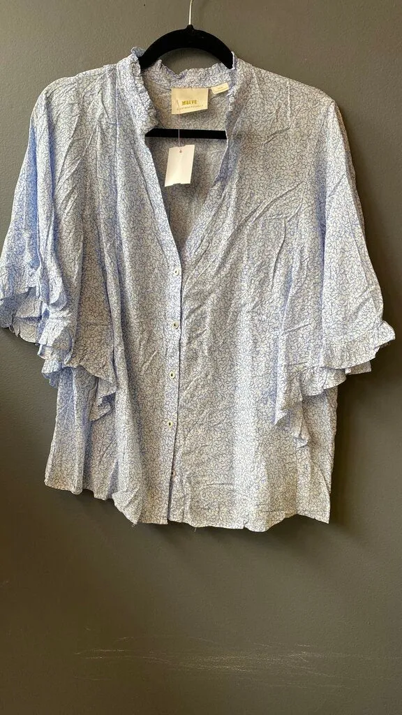Button Front Printed Blouse