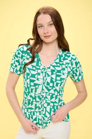 BUTTON FRONT VNECK BLOUSE