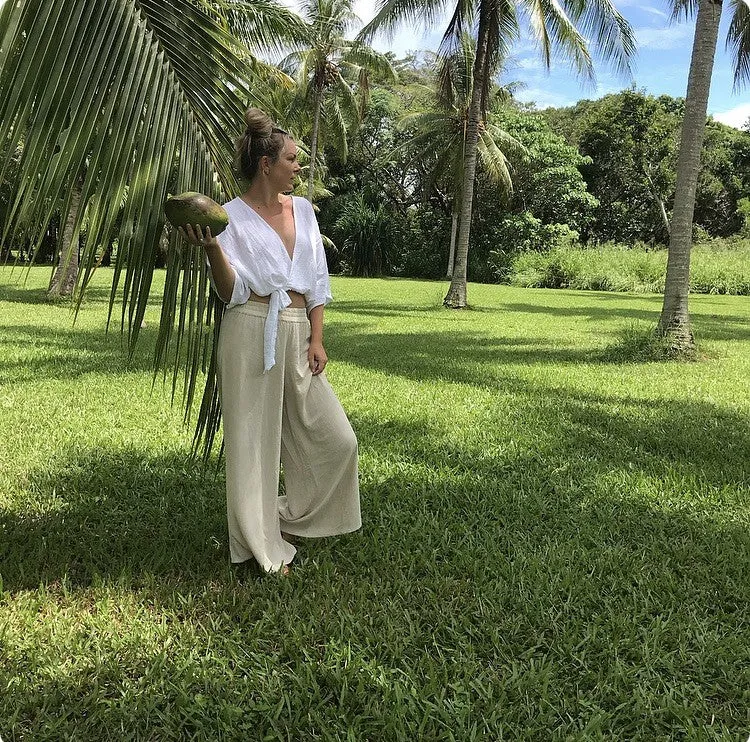 Casa Luna Pant - Oatmeal linen blend
