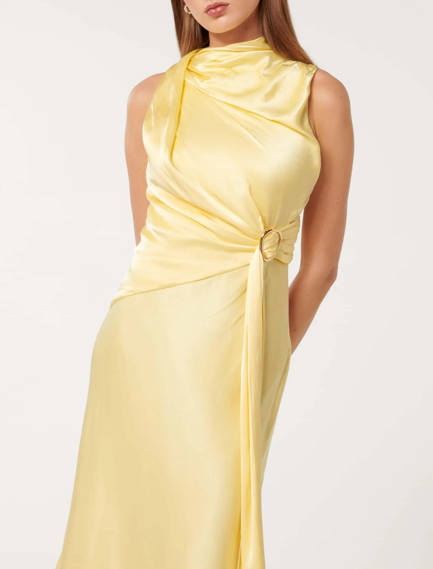 Cassie Satin Draped Midi Dress
