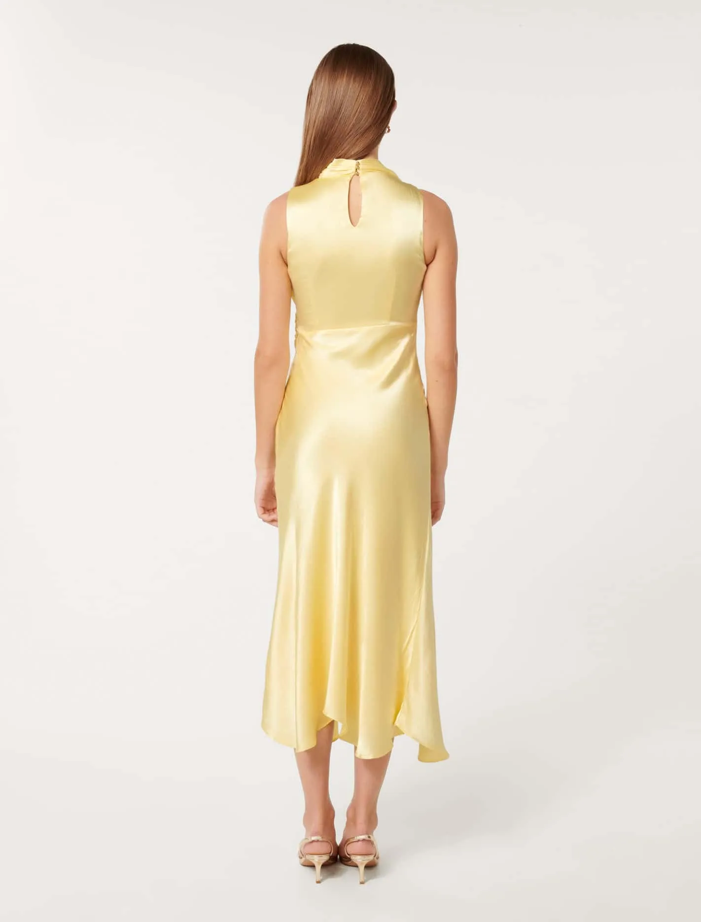 Cassie Satin Draped Midi Dress