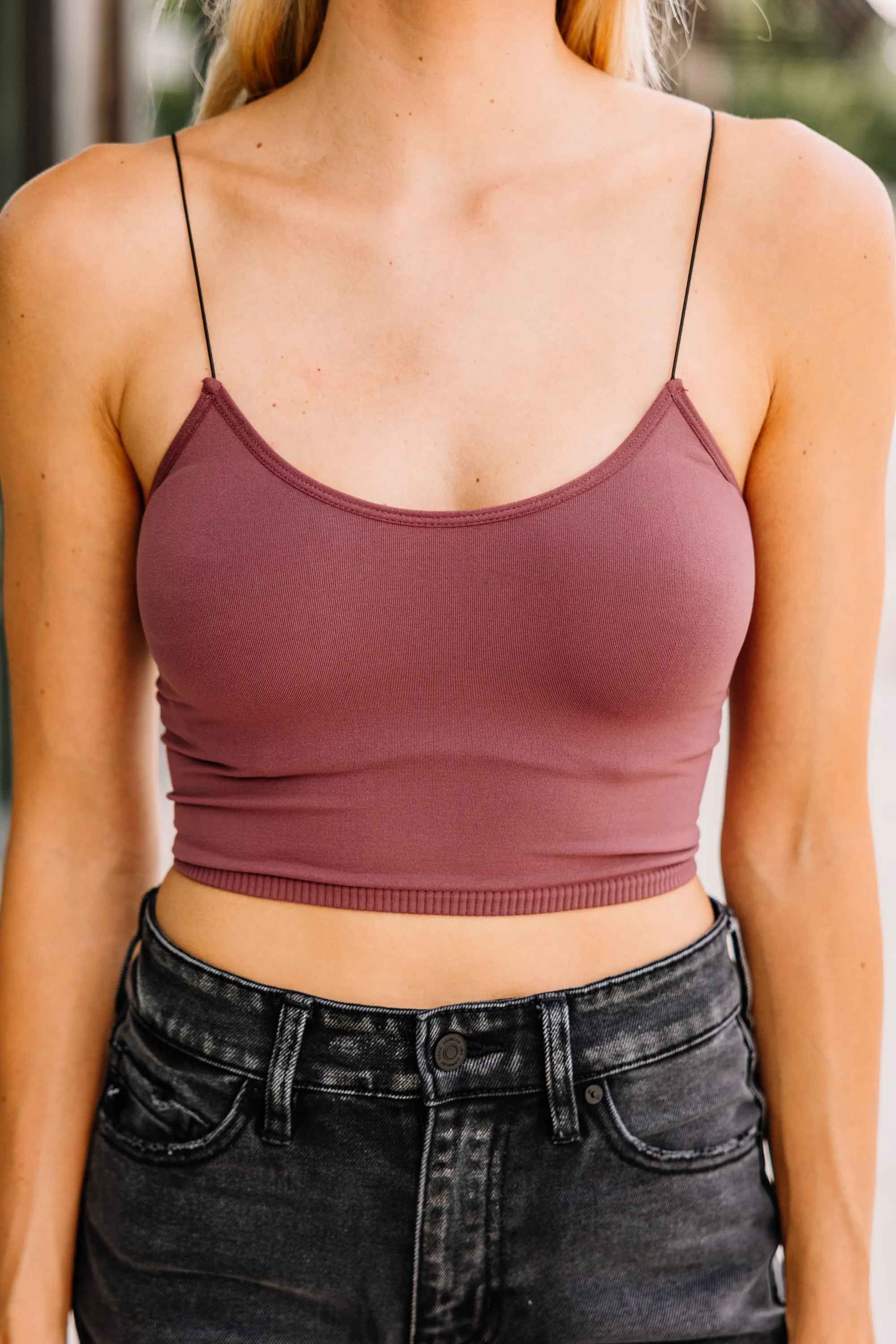 Casual Confidence Dark Mauve Pink Crop Cami