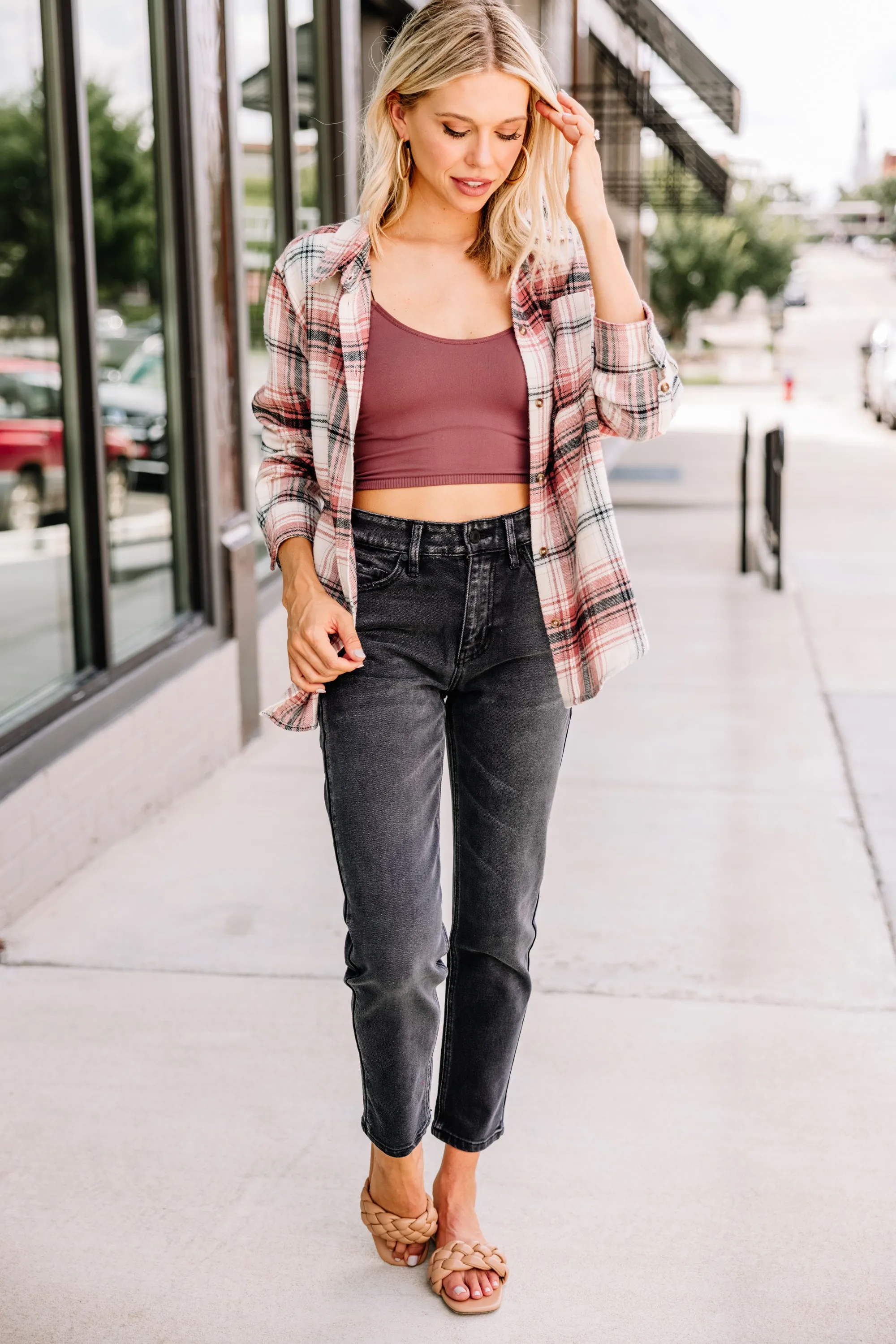 Casual Confidence Dark Mauve Pink Crop Cami