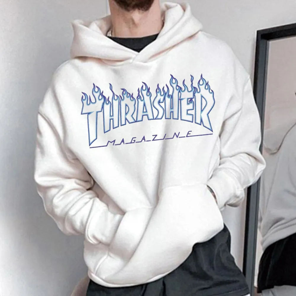 Casual Loose Simple Hooded Long Sleeve Men's Sweatshirt