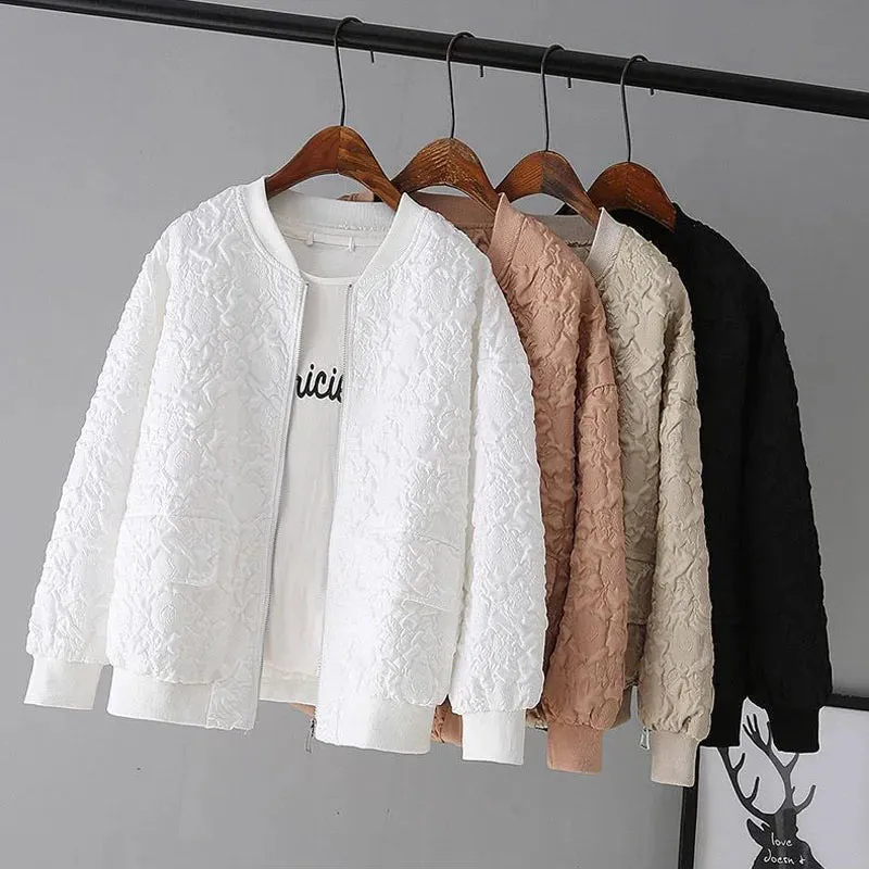 Casual White Jacket Top Female Cardigan Zipper