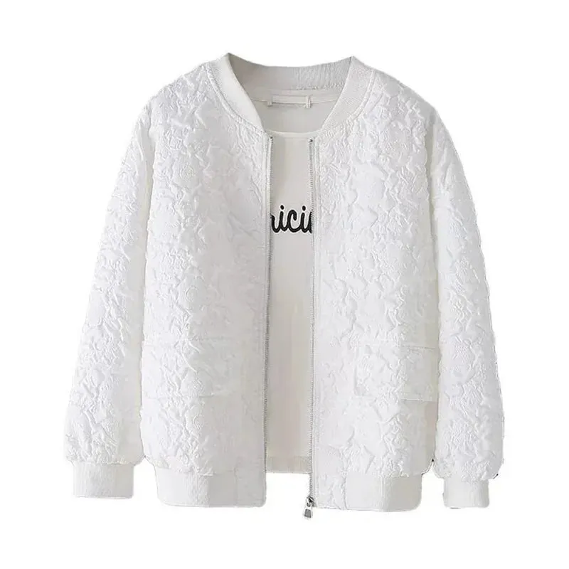 Casual White Jacket Top Female Cardigan Zipper