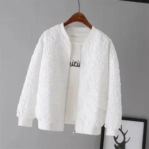 Casual White Jacket Top Female Cardigan Zipper