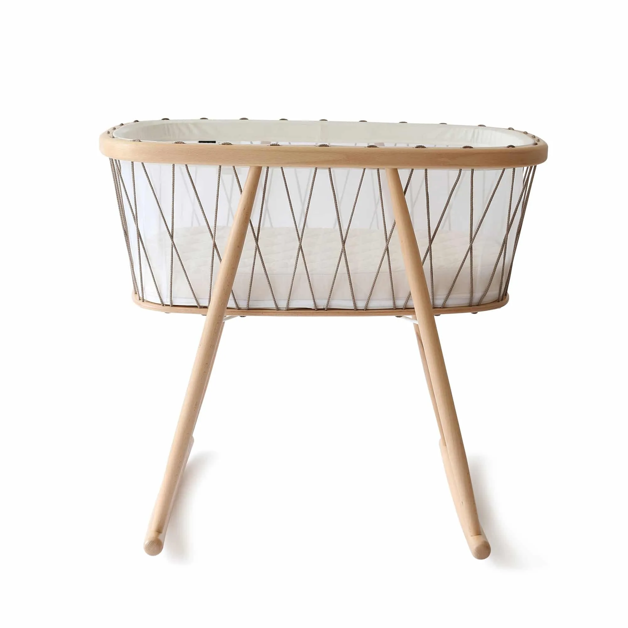 Charlie Crane Kumi Cradle - Mesh / Hazelnut with Foam Mattress