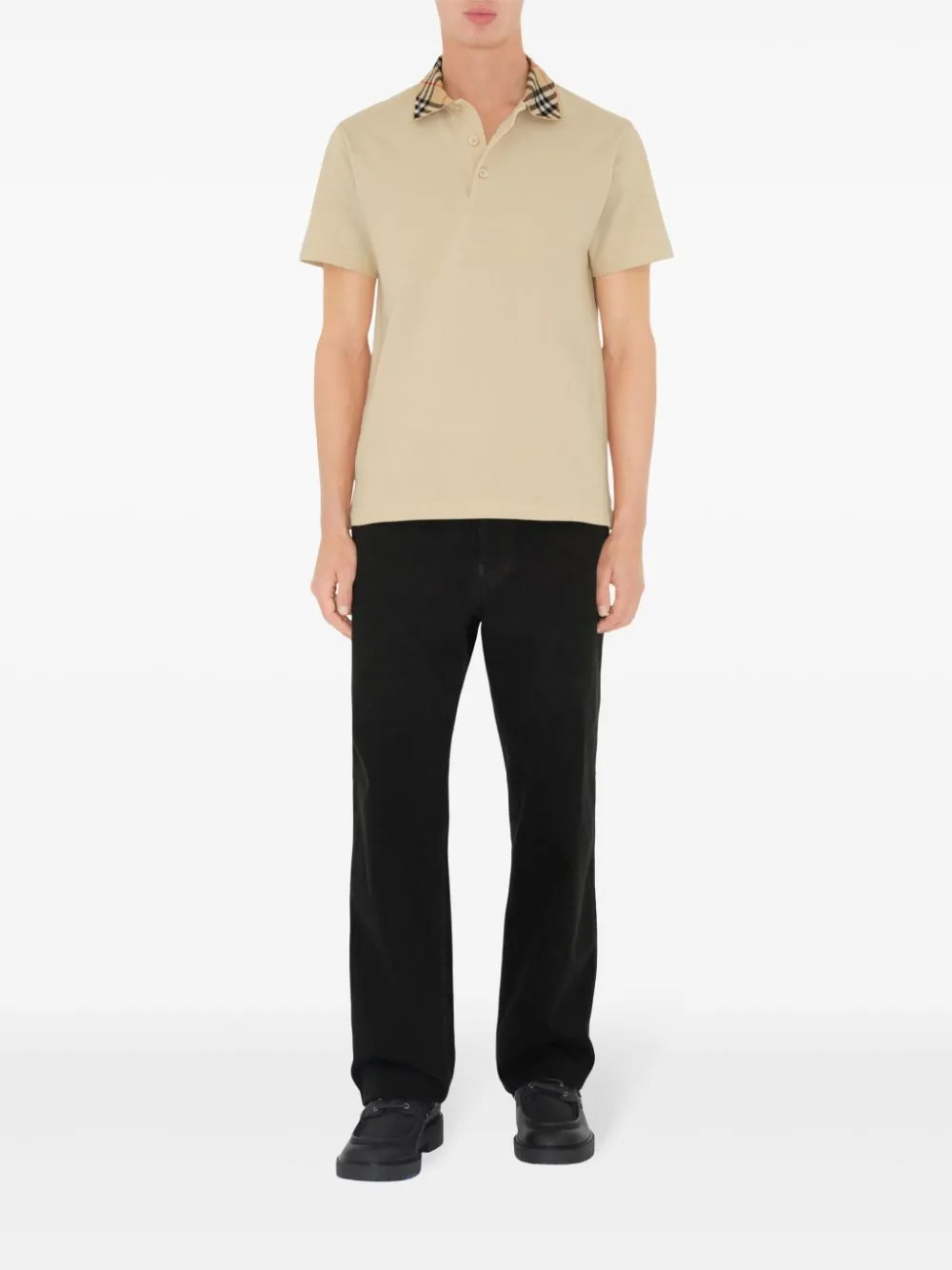 Check collar polo shirt