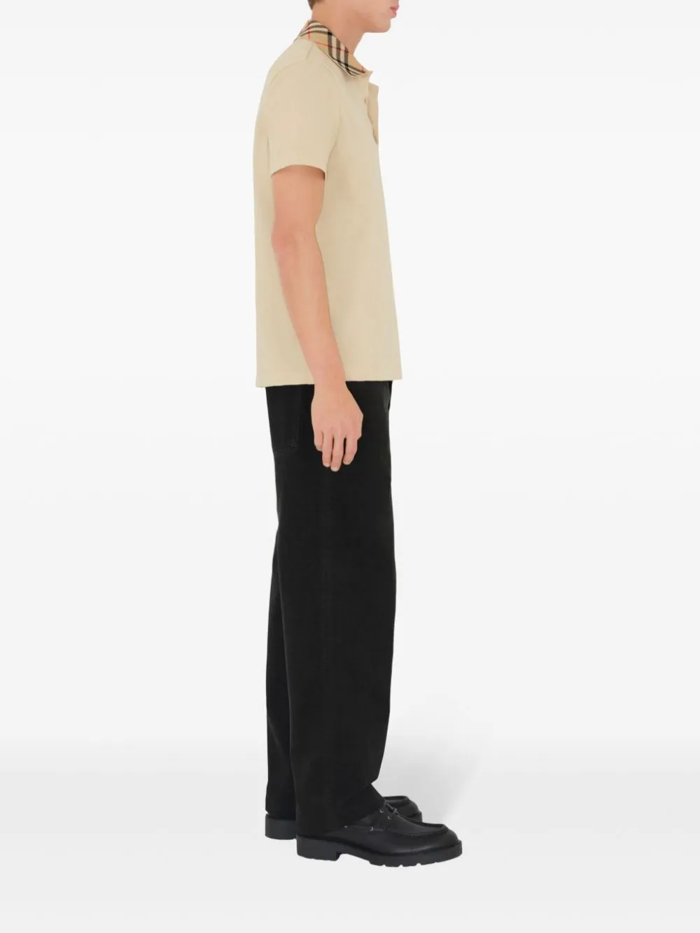Check collar polo shirt