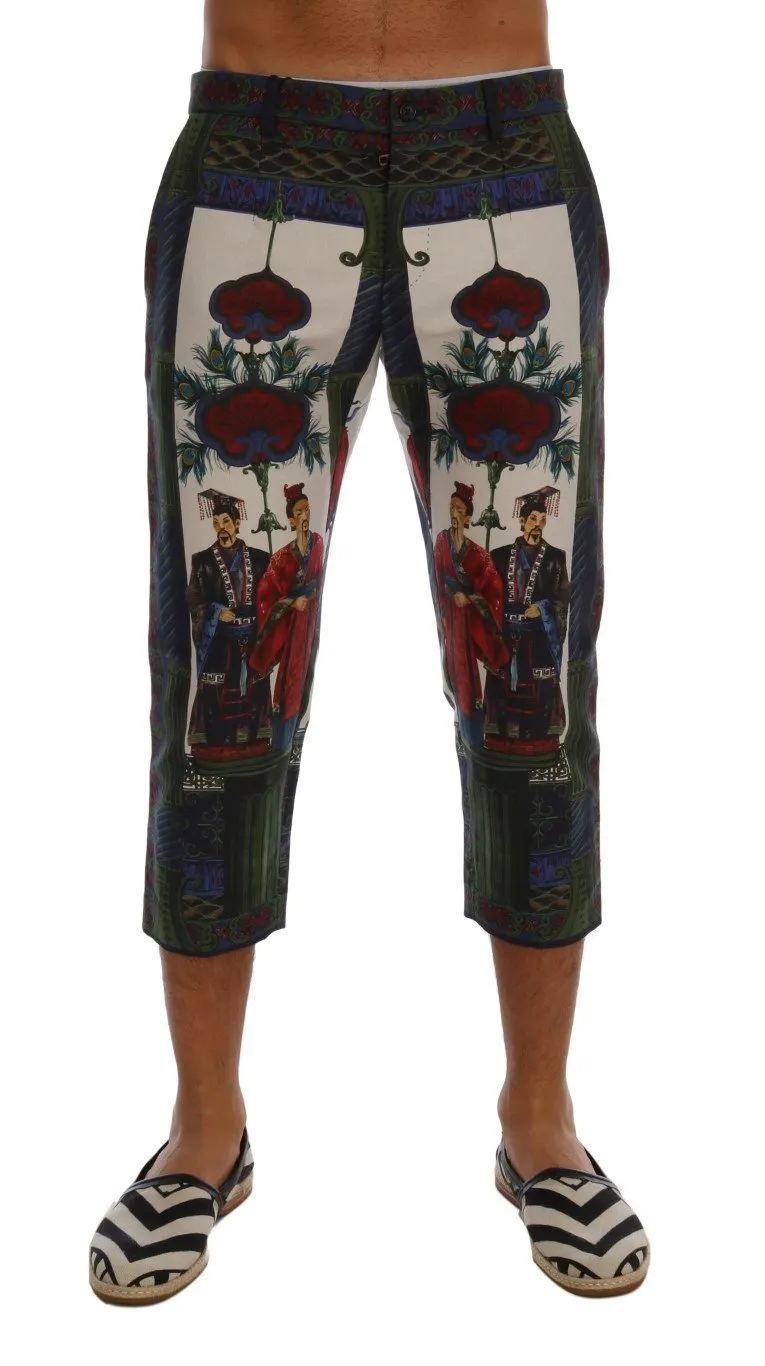 Chinoiserie Print 3/4 Linen Shorts