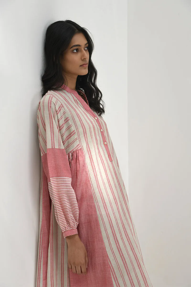 Chloe pink handloom tunic dress