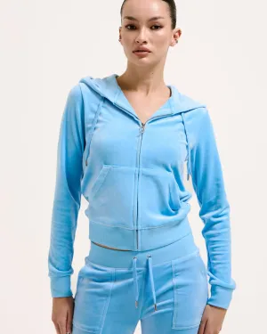 Classic Velour Robertson Zip Hoodie Alaskan Blue